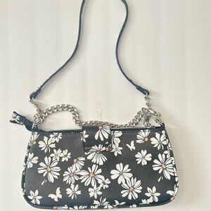 Aldo Black and White Floral Clutch